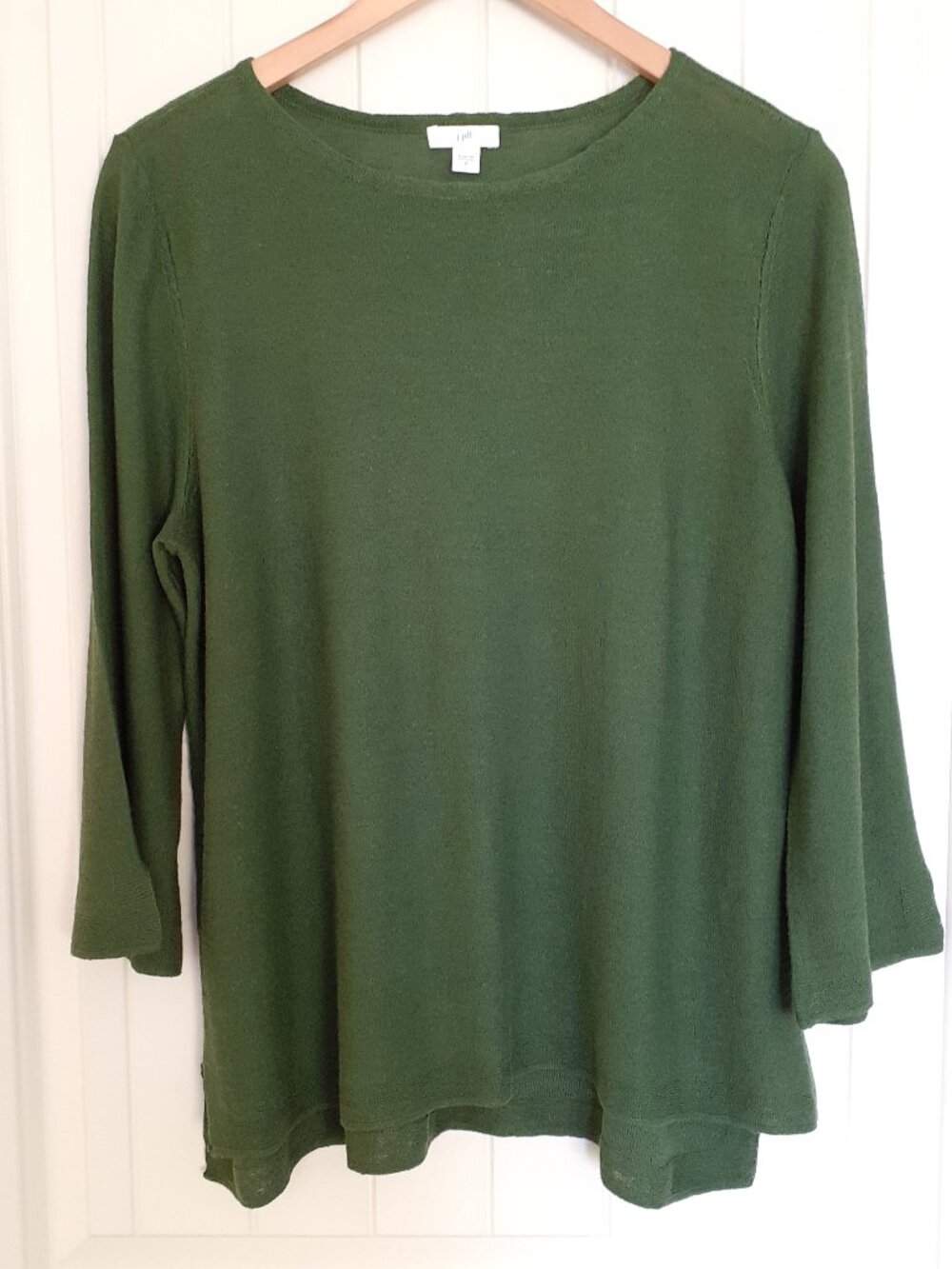 J. Jill Linen Blend 3/4 Sleeve Knitted Top Green Size M